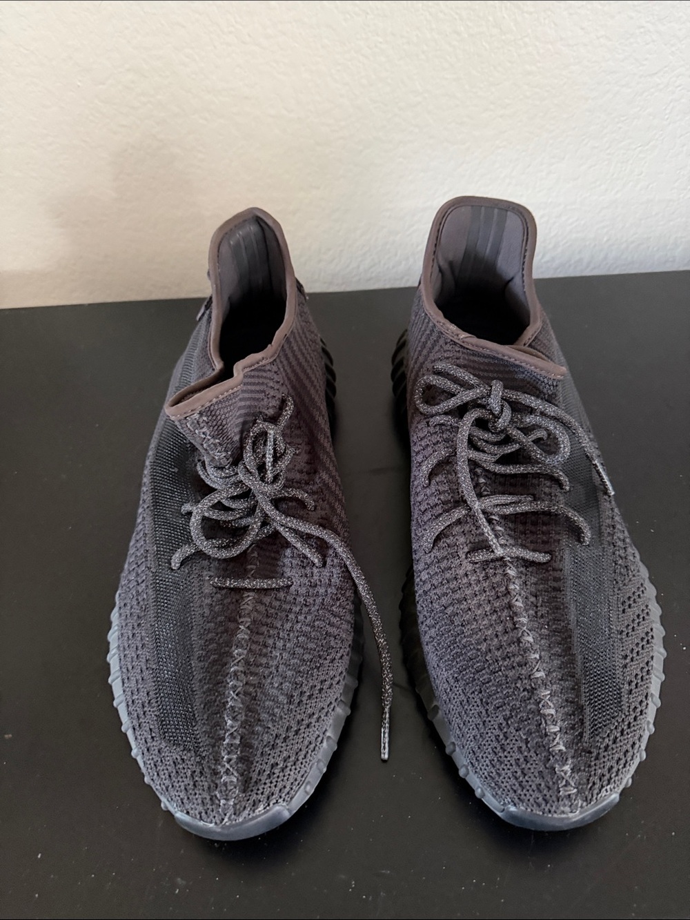 Yeezy Men's Black Knit Lace-Up Athletic Sneakers